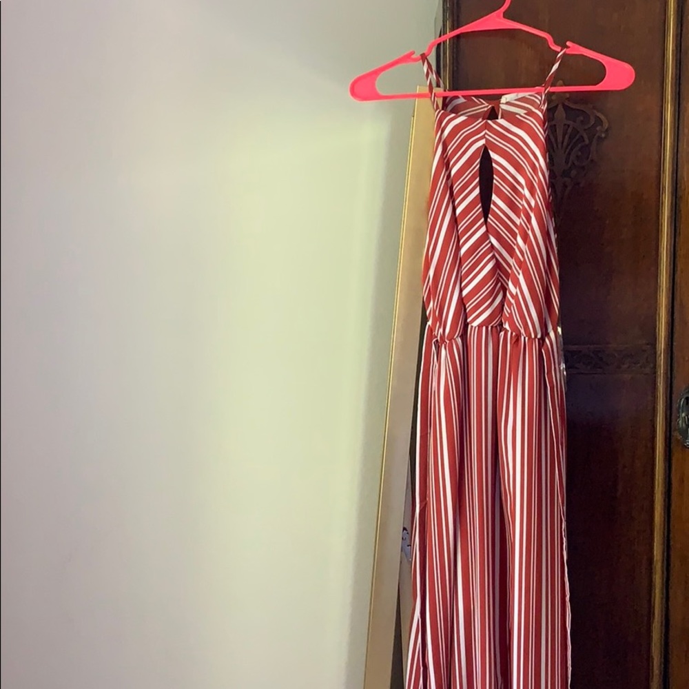 Casual striped orange and white dress